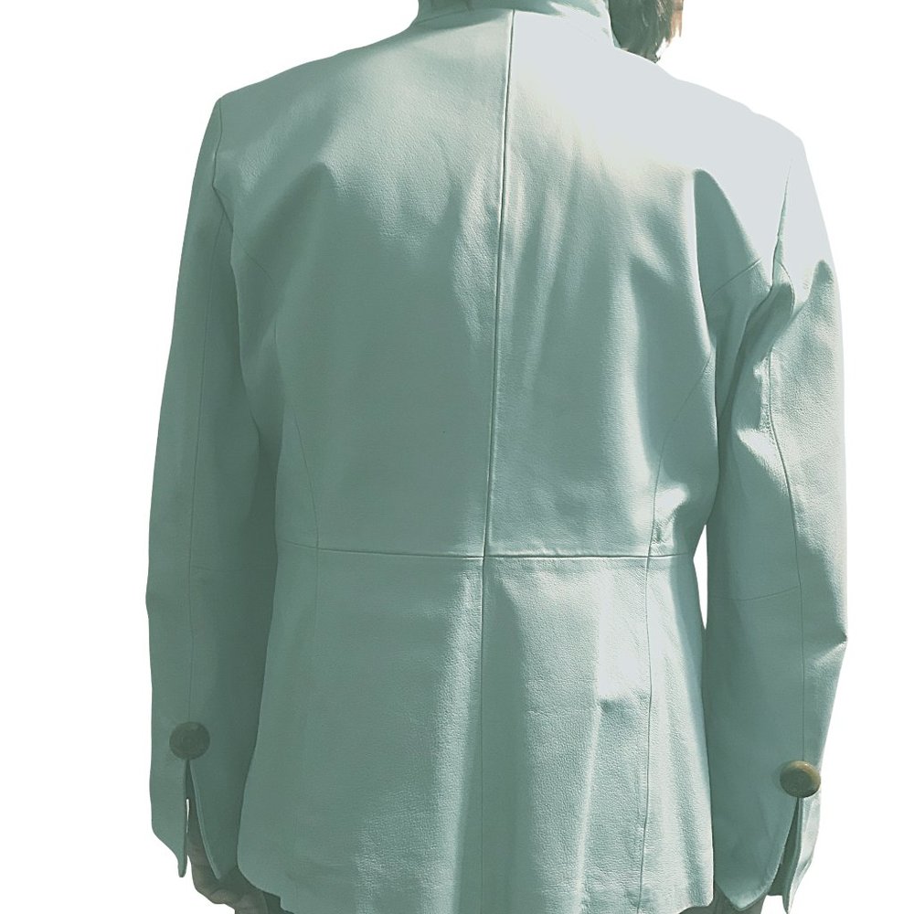 JERRY LEWIS CLASSIC LUXURIES SKY BLUE LEATHER JACKET SIZE LARGE - Picture 2 of 6